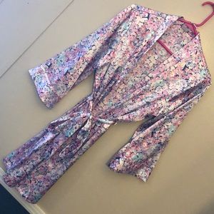 Floral silky robe.
